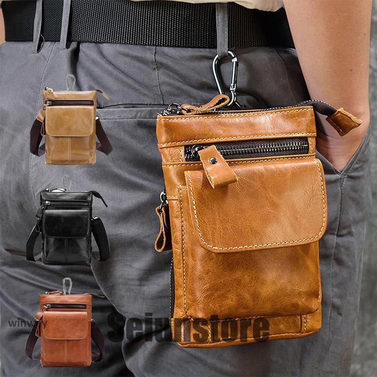 メンズ 2way レザー 牛革 ウエストポーチ 本革 大容量 通学 ショルダーバッグ レディース ベルトポーチ..