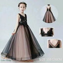 パーティードレス 女の子 レース フォーマル ノースリーブ チュール 卒園式 ドレス 新生活 ロングドレスチュール 卒業式 レーススカート 気楽 キッズ vネッ...
