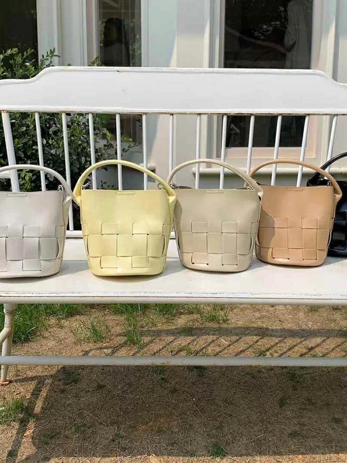 バッグ 編み込み 小さめ レディース ショルダーバッグ 斜め掛けバッグ バケツ型 レザー バケツバ バッグ 2way ミニトートバッグ 3