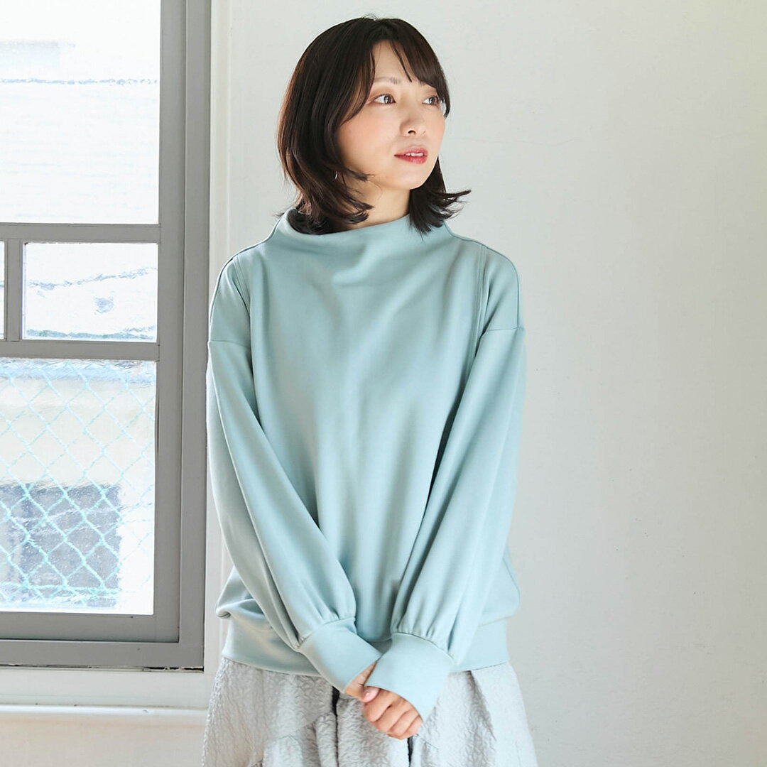 授乳服 ボトルネックトップス《モーハウス マタニティ トップス 長袖 サイドスリットタイプ授乳口 洗濯機OK 日本製 授乳服のモーハウス》