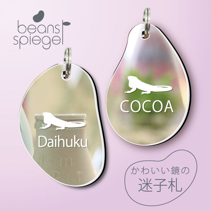 【 BLACK FRIDAY中 P5倍 】 迷子札 【 グリーンイグアナ 】 ビーンズ シュピーゲル ミラー 鏡 ペット アクリル アンブレラマーカー 名前 極...