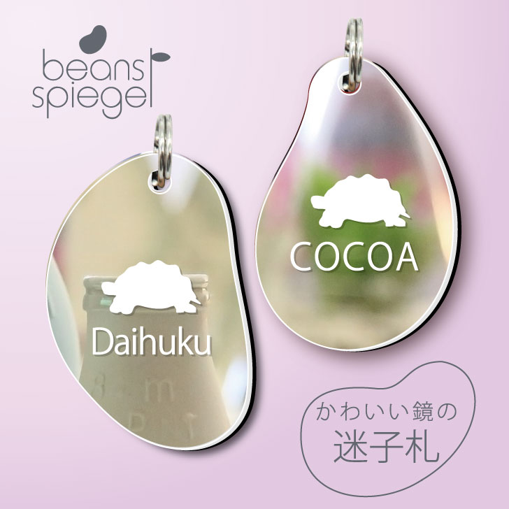 【 BLACK FRIDAY中 P5倍 】 迷子札 【 インドホシガメ 】 ビーンズ シュピーゲル ミラー 鏡 ペット アクリル アンブレラマーカー 名前 極小...