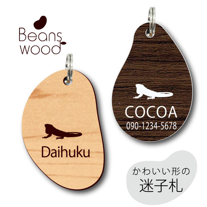 【 BLACK FRIDAY中 P5倍 】 迷子札 【 グリーンイグアナ 】 ビーンズ ウッド ペット グッズ アクリル アンブレラマーカー 名前 極小 ネーム...