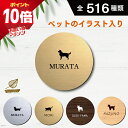 【マラソン中 P10倍】 表札 シール 【サイズ 150mm丸】 ペット イラスト シルエット 入り 表札 ギフト マンション 戸建 門柱 ステンレス調 木製風...
