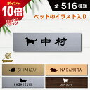 【マラソン中 P10倍】 表札 シール 【サイズ 40mm×150mm】 ギフト ペット イラスト シルエット 入り マンション 戸建 門柱 ステンレス調 木製...