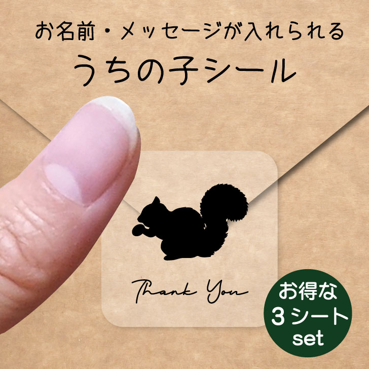 【 BLACK FRIDAY中 P5倍 】 うちの子 シール お得な3シートセット【 リス 】 お名前シール 名前付け メッセージ ステッカー ペット グッズ ...