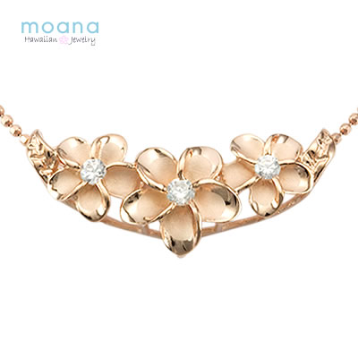 ハワイアンジュエリー ネックレス チェーン付 3連プルメリア プレゼント メンズ レディース あす楽 お買い物マラソン クーポン 買い回り ポイント消化 バレンタイン 2021 送料無料 moanahawaii
