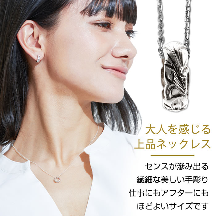 ハワイアンジュエリー ネックレス 14k K14 バレルネックレス ホワイトゴールド ペ...