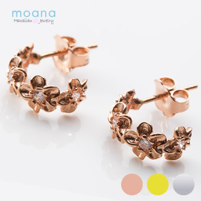 ハワイアンジュエリー ピアス K14 レディース プルメリアレイ ピンクゴールド イエローゴールド ホワイトゴールド ハワイアンジュエリー送料無料 あす楽 レデ...