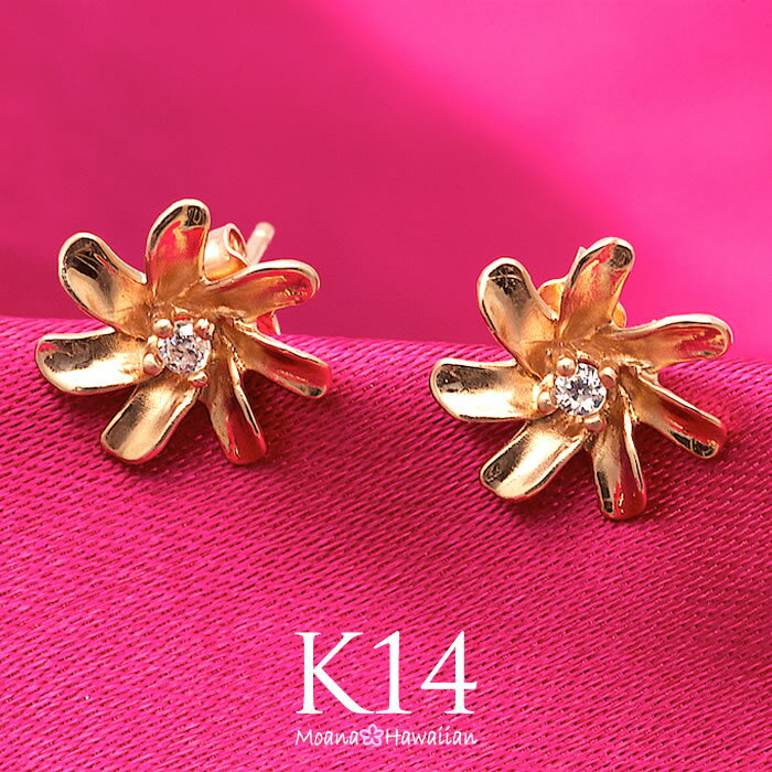 ハワイアンジュエリー ピアス レディース K14 ピンクゴールド 幸せの花ティアレ レディース あす楽 レディース モアナ 送料無料 人気 おすすめ 妻 彼女 ...