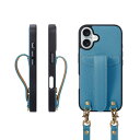 COGURE コグレ iPhone16Plus ケース ショルダーストラップ 本革 落下防止 耐衝撃 ギフトボックス付き COPG シアン【Cyan】