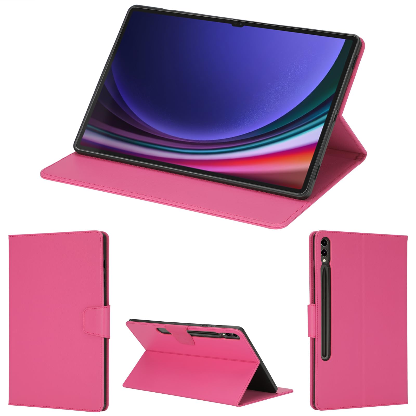 wisers Galaxy Tab S9 Ultra 専用タブレットケース (ピンク) 14.6 インチ 対応 (保護フィルム 付き/スタンドタイプ) タブレットカバー 2023年 新型