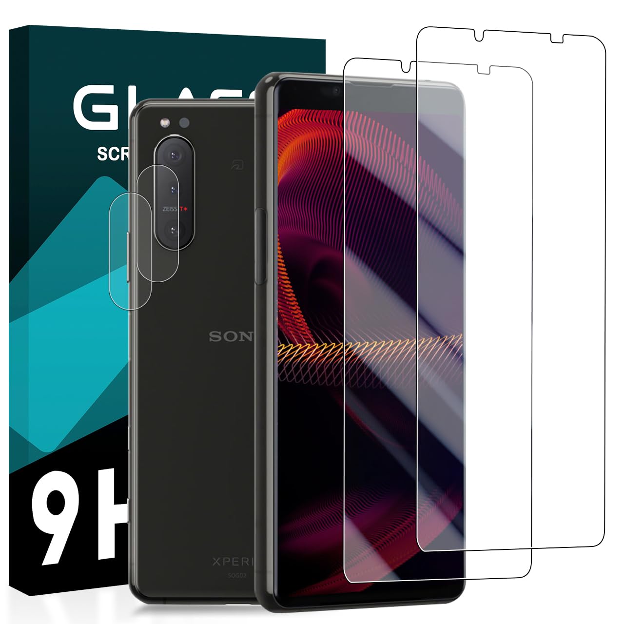 cronincards 対応 Xperia 5 iii フィルム ＋ レンズ保護フィルム（2+2枚入）【 国産旭硝子素材 強化ガラス 液晶 】 対応 SO-53B SOG05 ガラスフイルム 対応 エクスペリア5III 保護フィルム 【 3D Touch対応