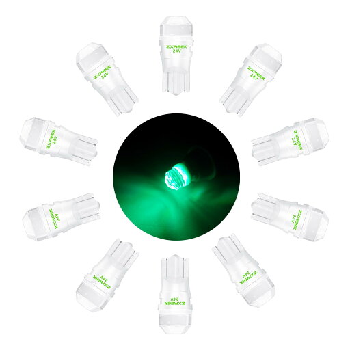 ZXREEK T10 24V LED グリーン ポジションランプ クリアランスランプ ルームランプ 無極性 LED T10 セラミック 放熱 300°超拡散角 10個入 ZXREEK T10 24V LED グリーン ポジションランプ クリアランスランプ ルームランプ 無極性 LED T10 セラミック 放熱 300°超拡散角 10個入