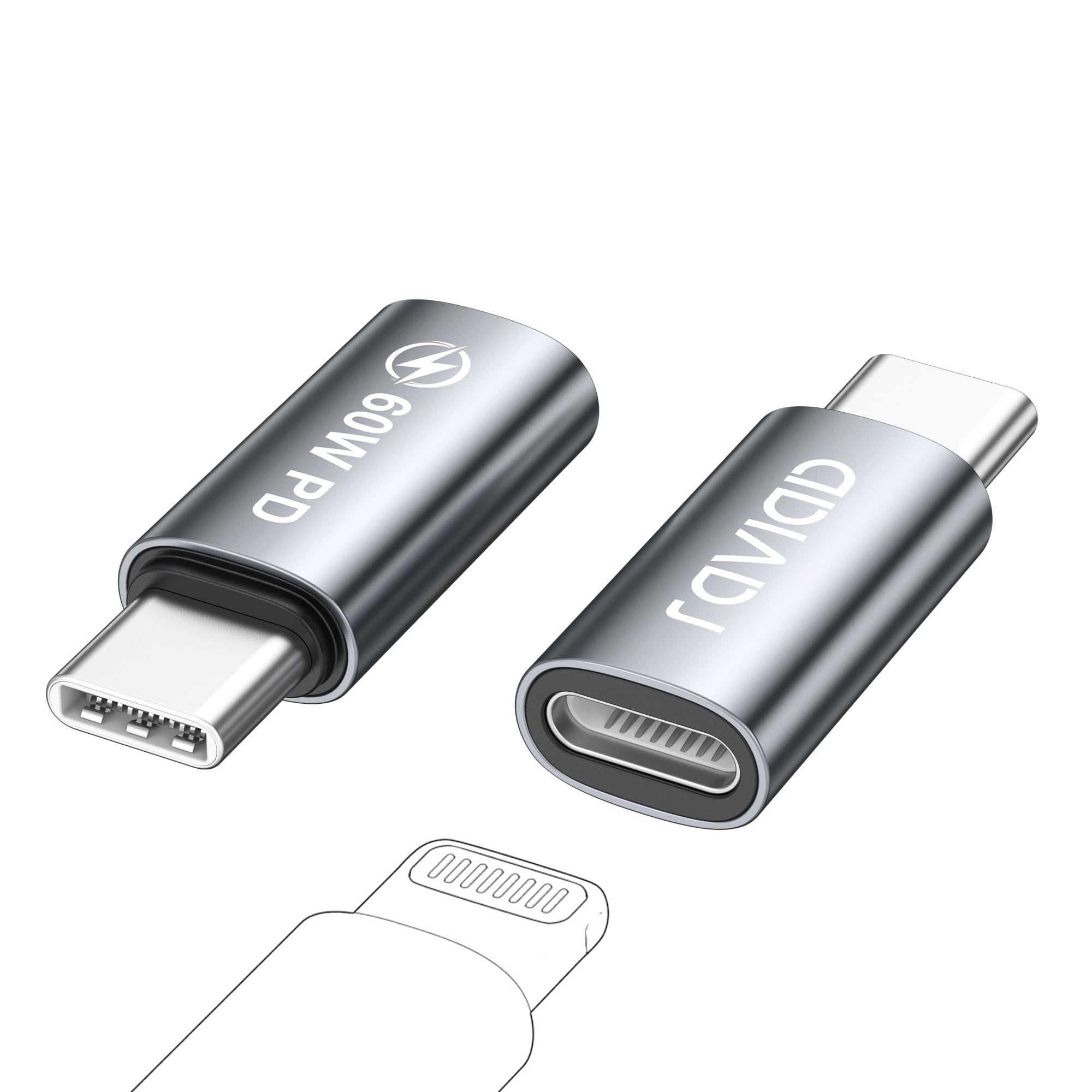 RAVIAD 饤ȥ˥ c Ѵץ (2ĥå) PD 60W ® Lightning USB-C Ѵץ ...