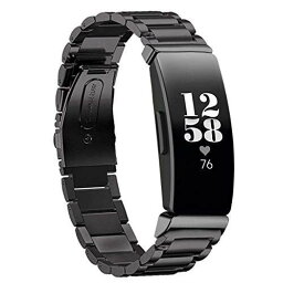 フィットビット スマートウォッチ VICARA for Fitbit Inspire/Fitbit Inspire HR バンド ステンレス製 交換用 スポーツウォッチ ストラップfor Fitbit Inspire/Fitbit Inspire HR スマート時計 ビジネス風 調整工具付き（a-ブラック）