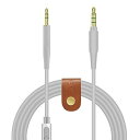 Geekria ケーブル Bose QuietComfort 35 wireless headphones II, QC35, QC25, SoundTrue II, SoundTrue 等 ヘッドセット に対応 交換 用 ヘッドホン ケーブル コード 3.5mm male to 2.5mm male (リモコン, マイク付き) グレー Grey-with metal mic and volume control
