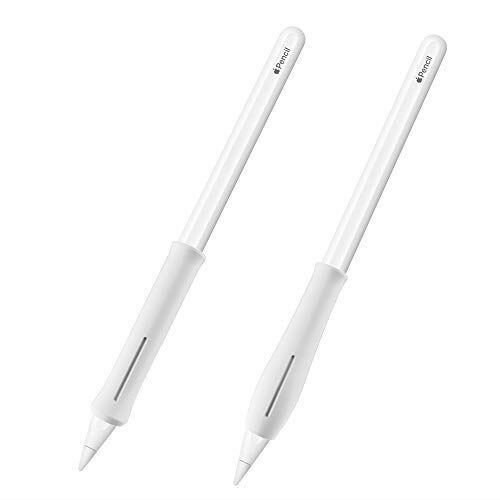 [2-セット] FINTIE for Apple Pencil グリップ Apple Pencil ホルダー シリコン製 握りやすい 保護スキン スリーブ ケース Apple iPad Pro Pencil/iPad 2018 (第六代) Pencil 対応 (ホワイト) 1 ホワイト