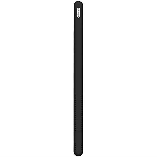 FRTMA 相互運用性Apple Pencilス（第2世代）フルレザーペンシルケースシリコンノンスリップグリップハンドル + ペン先カバ−（2個）、iPad Pro 12.9"（第3世代）、iPad Pro 11" に適する (ブラック)