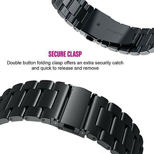 Kartice Compatible with Ticwatch Pro/ Galaxy Watch 46mm Gear S3 バンド 22mm高級ステンレス鋼バンド fossil Q EXPLORIST/Huawei Watch 2 Classic/Huawei Watch GT通用交換ベルト 調整工具付き (1-ブラック)