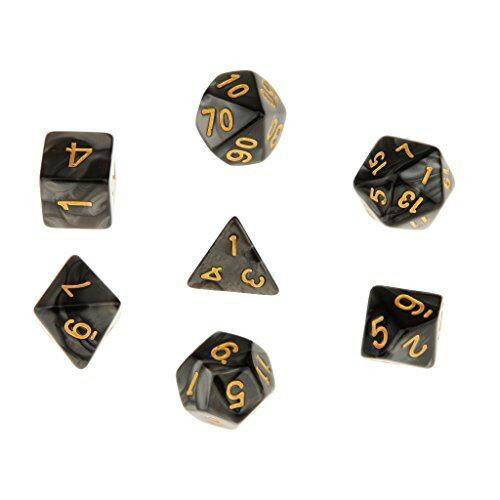 【ノーブランド 品】マルチ面　ダイス　TRPGゲーム　ダンジョン＆ドラゴン　D4-D20　小道具　7PCS 　全6色 - ブラック