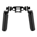 NICEYRIG ロゼットハンドルグリップ(2本セット、レザー製) + 15mmダブルロッドクランプ ロゼットアダプター付き アルミ製 1/4