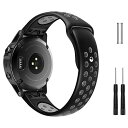 ATiC GARMIN Fenix 5 / Fenix 6 / Fenix 5 Plus バンド ガーミン 交換用バンド 腕時計バンド スマートウォッチバンド 高品質シリコン 交換ベルト 軽量 耐久性調整可能 235mm-195mm腕首フィット Forerunner 935/Approach S60/Quatix 5適用 Black & Gray(2)