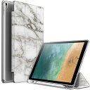 iPad Pro 10.5 ケース Infiland iPad 10.5 三つ折保護ケース 半透明カバー (iPad Pro 10.5 case， 白い石柄)