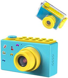 BlueFire 子供用カメラ デジタルカメラ 水中カメラ 10メートル防水機能付き フルHD 1080P高画質 800万画素 録画機能 2インチスクリーン 4倍ズーム トイカメラ 日本語適用 (ブルー) ブルー(防水機能付き)