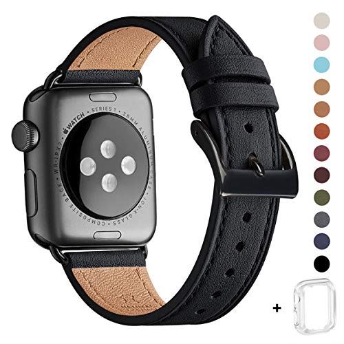 WFEAGL コンパチブル Apple Watch バンド,は本革レザーを使い、iWatch Series6/SE/ 5/4/3/2/1、Sport、Edition向けのバンド交換ストラップです コンパチブル アップルウォッチ バンド (38mm 40mm, 黒 バンド+黒 四角い バックル) WFEAGL コンパチブル Apple Watch バンド,は本革レザーを使い、iWatch Series6/SE/ 5/4/3/2/1、Sport、Edition向けのバンド交換ストラップです コンパチブル アップルウォッチ バンド (38mm 40mm, 黒 バンド+黒 四角い バックル)