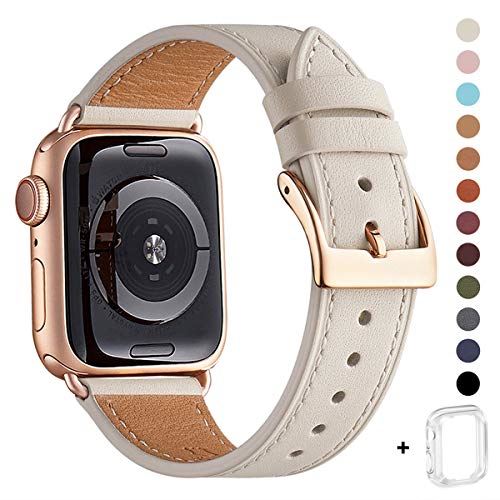 WFEAGL コンパチブル Apple Watch バンド,は本革レザーを使い、iWatch Series 6/SE/ 5/4/3/2/1、Sport、Edition向けのバンド交換ストラップです コンパチブル アップルウォッチ バンド (42mm 44mm, アイボリーホワイト バンド+ゴールド 四角い バックル) WFEAGL コンパチブル Apple Watch バンド,は本革レザーを使い、iWatch Series 6/SE/ 5/4/3/2/1、Sport、Edition向けのバンド交換ストラップです コンパチブル アップルウォッチ バンド (42mm 44mm, アイボリーホワイト バンド+ゴールド 四角い バックル)