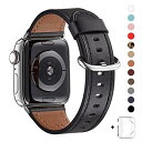 WFEAGL コンパチブル Apple Watch バンド,は本革レザーを使い、iWatch Series 6/SE/ 5/4/3/2/1、Sport、Edition向けのバンド交換ストラップです コンパチブル アップルウォッチ バンド (42mm 44mm, 黒 バンド+シルバー バックル)(2)