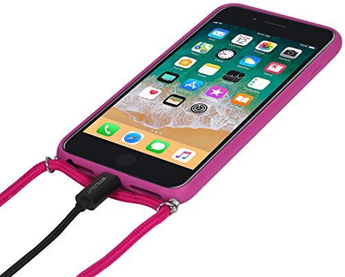 StilGut 背面革製 iPhoneXs Max 首掛けストラップ付 バンパー ケース ネックストラップ カバー ピンク iPhone Xs Max Pink