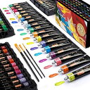 Shuttle Art アクリル絵の具 アクリル顔料 66色セット ペイントブラシ3本付き 速乾 耐久 チューブ 22ml 手作り 布/石/ガラス/セラミックに...