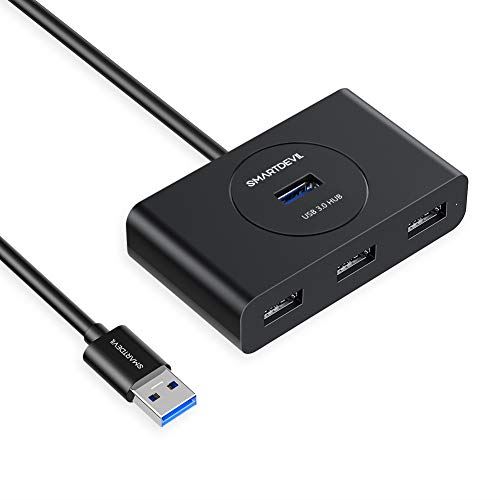 USBハブ SmartDevil 4ポート拡張 USB 3.0 hub 高速転送 セルフパワー/バスパワー 延長用 PS4，Mac，iMac等に最適 (1M， 黒)