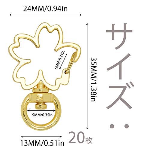 キーホルダー パーツ MUNCVY 20点セット 回転カン カワイイ 桜 サクラ フラワー ナスカン ゴールド 金具 ンドメイド 手作り キーリング