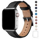 MNBVCXZ コンパチブル apple watch バンド 44mm 42mm に対応,apple watch バンド 本革 レザー,交換用アップルウォッチバンド コンパチブル ベルト互換性のある iWatch Series 5/4/3/2/1 (42mm/44mm, ブラック/シルバーアダプター)(2)