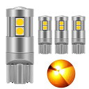 T10 LED 爆光 キャンセラー内蔵 車検対応 9個3030チップ12V-24V カー/バイク ポジション ナンバー灯/ルームランプ(4個入り) (アンバー)