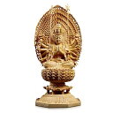 仏像 観音像 千手観音 木彫り 仏壇仏像 置物 TheChanger 子年 守り本尊 祈る 厄除け 桧木製 専属千手光背 八角台座 (高さ28cm×巾14.5cm×奥行12cm) 千手観音-28CM