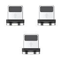 マグネット 充電ケーブル【2020年 3in1 USBケーブル 急速充電 360度回転 磁気ヘッド 磁石 磁気 防塵 着脱式 L字ケーブル ストレートケーブル 丸型 Lightning Type-C Micro USB コネクタ タイプc 1M 2M (黒-1M 2M+白-1M 2M) (Lightning-xx555型)(2)