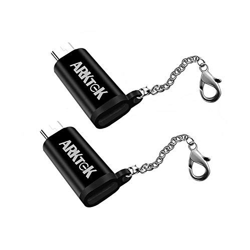 【2個セット】ARKTEK ライトニング → Micro USB アダプタ キーボード付き ライトニング (メス) から マイクロ USB接続口 ケーブル コンバーター 高速データ転送 充電可能 Xperia Z5 他対応 (黒、イヤホン、急速充電不対応)