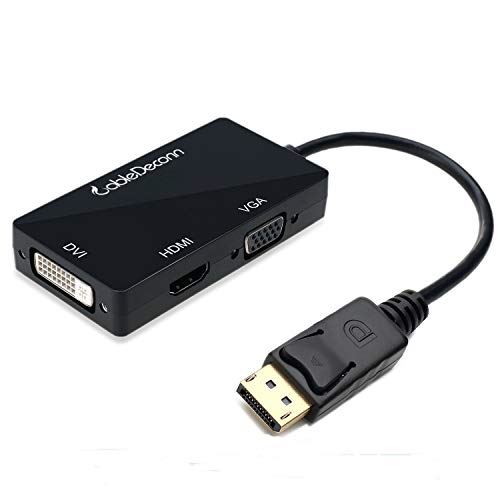 CableDeconn DisplayPort HDMI VGA DVI 変換 アダプター 最大解像度1920X1080P対応 DP HDMI VGA DVI 変換ケーブル 3in1 多機能 変換ハブ 多ポート 交換コネクタ 外部電源不要 PC モニタ プロジェクター DVD HDTV モニター用