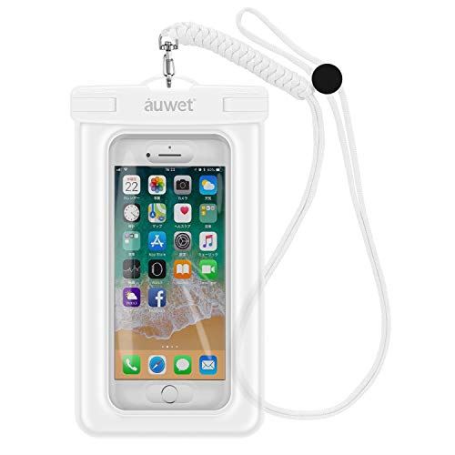 Auwet iPhone Android 対応 スマホ防水ケース フローティング構造 ストラップ付き 指紋/顔認証可 IPX8 (白) 指紋認証(白)