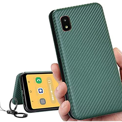 Galaxy A21 ケース SC-42A docomo （日本版） A21ケース カバー SC42A ケース ドコモ A21用 カバー サムスン ギャラクシー A21 スマホケース 携帯カバー 手帳型 カバー 財布 case 【iCoverCase】 外:炭素繊維 ハードケース カバー グリーン