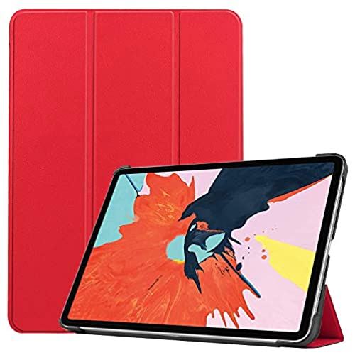 iPad Air 4 ケース 【ELMK】軽量 薄型 PU レザー 2020 第4世代 10.9インチ iPad Air スマート カバー 耐衝撃 傷防止 クリア ハード 背面 ケース 三つ折り スタンド オートスリープ ウェイクアップ 機能 iPad Air 10.9 2020 対応 (赤)