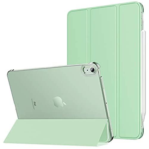 iPad Air4 ケース Royal Atic iPad Air 2020 10.9インチ iPad Air 第4世代 半透明 オートスリープ機能 Apple Pencil2のペアリング&充電に対応 三つ折りスタンド 高級PUレザー 裏地マイクロファイバー 軽量 薄型 傷防止 スマートケース グリーン Green