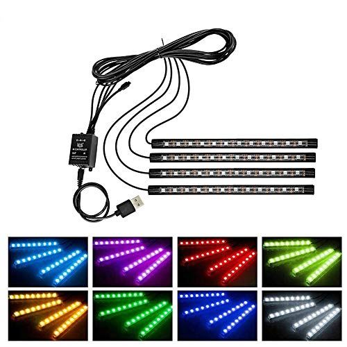 ledテープ 高輝度 RGB ledテープライト USB式 防水テープライト 全8色に切替 カー内部LED装飾ライト 多種フラッシュモード 明るい 車内フロア ライト イルミネーション 間接照明 音に反応 屋内外装飾 ledライト PSE認証済み リモコン付き (虹色)