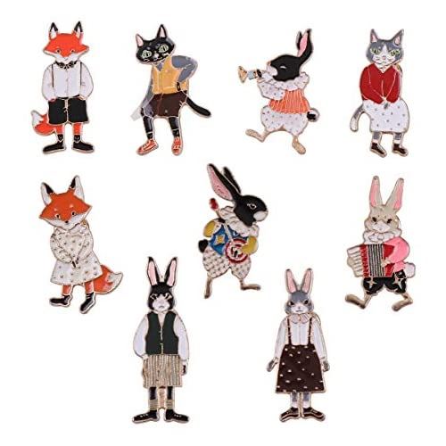 おしゃれ アニマル ブローチ 9種類 セット コサージュ ピン 動物 ねこ きつね うさぎ かわいい 北欧 アクセサリー 金具 飾り