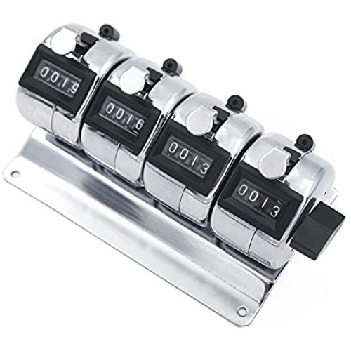 GOGO カウンター 数取器 計数器 数取り器 4連式 4桁の数字 卓上型 ベーススタンド付き 金属 手動測定 リセット可能