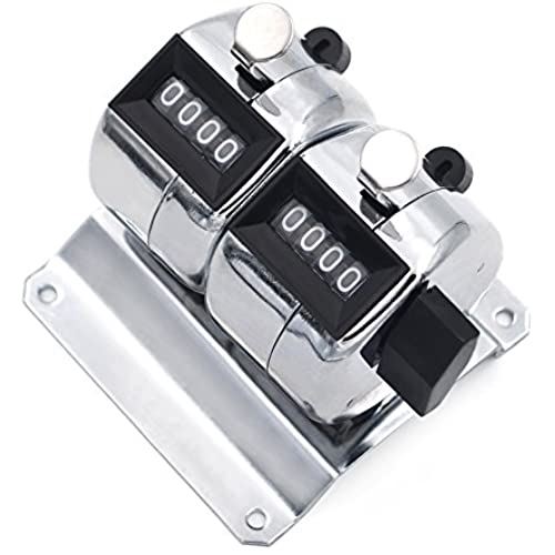 GOGO カウンター 数取器 計数器 数取り器 2連式 4桁の数字 卓上型 ベーススタンド付き 金属 手動測定 リセット可能